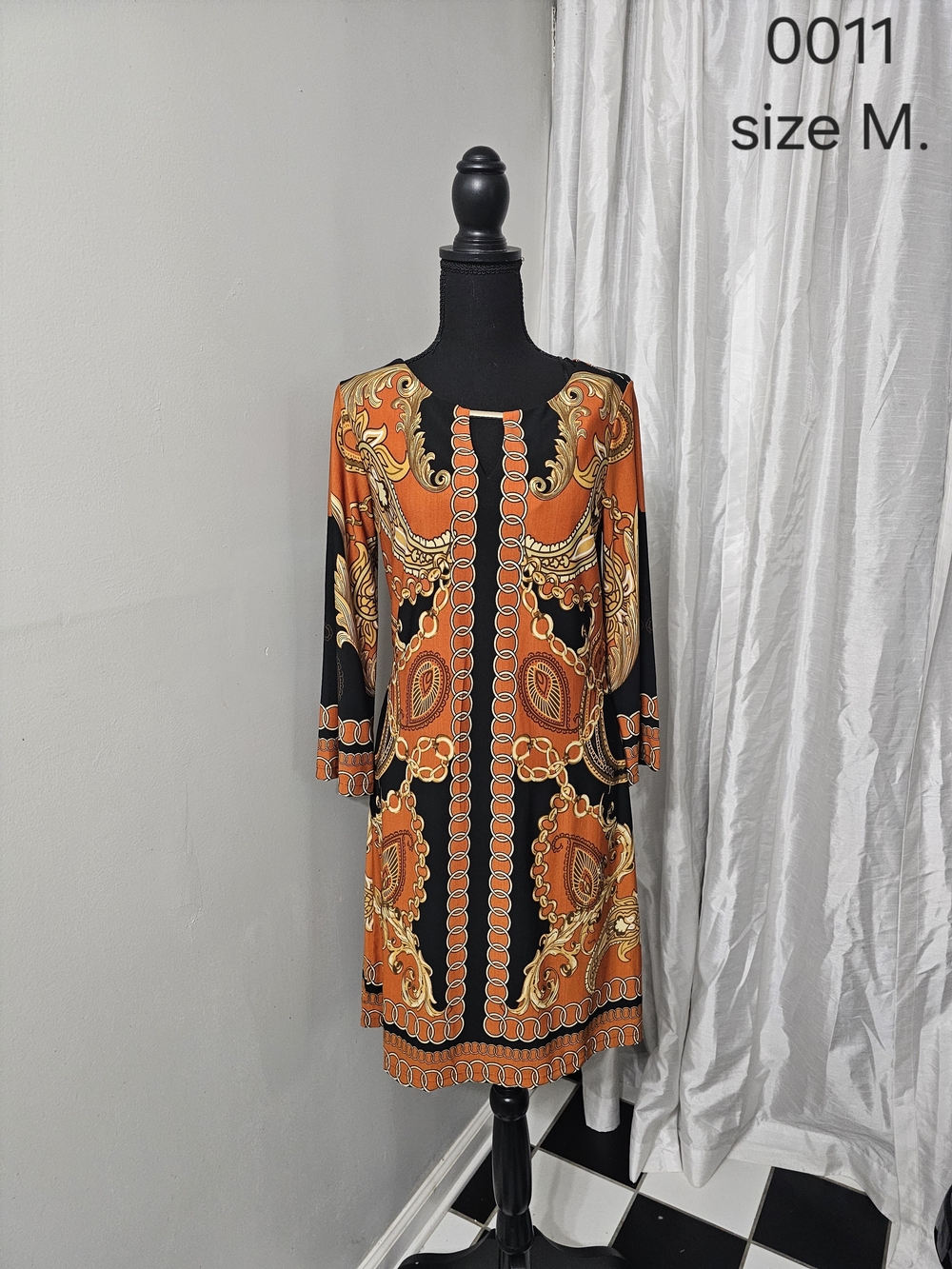 Orange & Black Paisley Print Women's Tunic Top